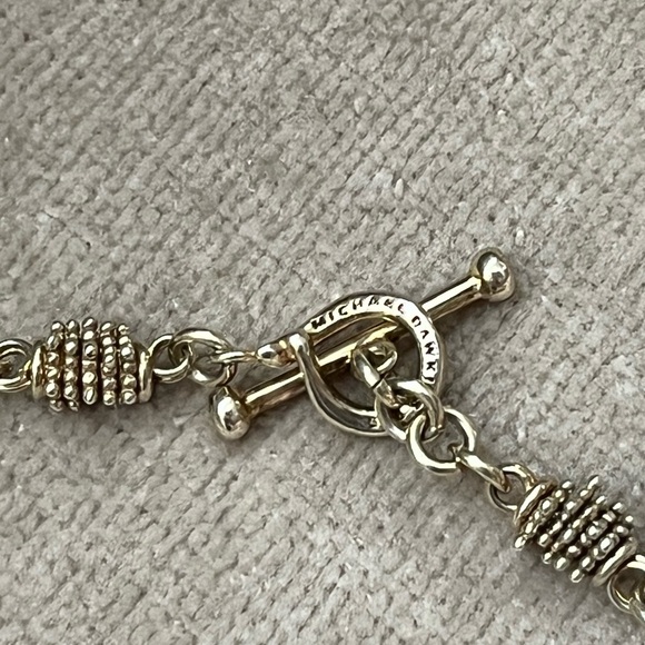 Michael Dawkins Gray Pearl Sterling 925 Long Necklace 36” Toggle Gold Clad - Picture 3 of 11